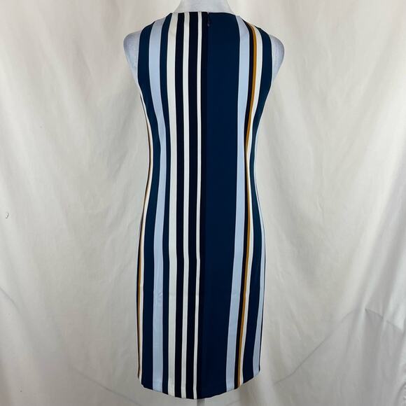 Ann Taylor Navy Bold Stripe Print Career Office Shift Dress NWOT Size 2 - Picture 5 of 12